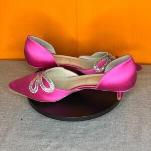 Something Bleu Darla Hot Pink Barbie Satin Silver‎ Sparkle Kitten Heel  8.5 B